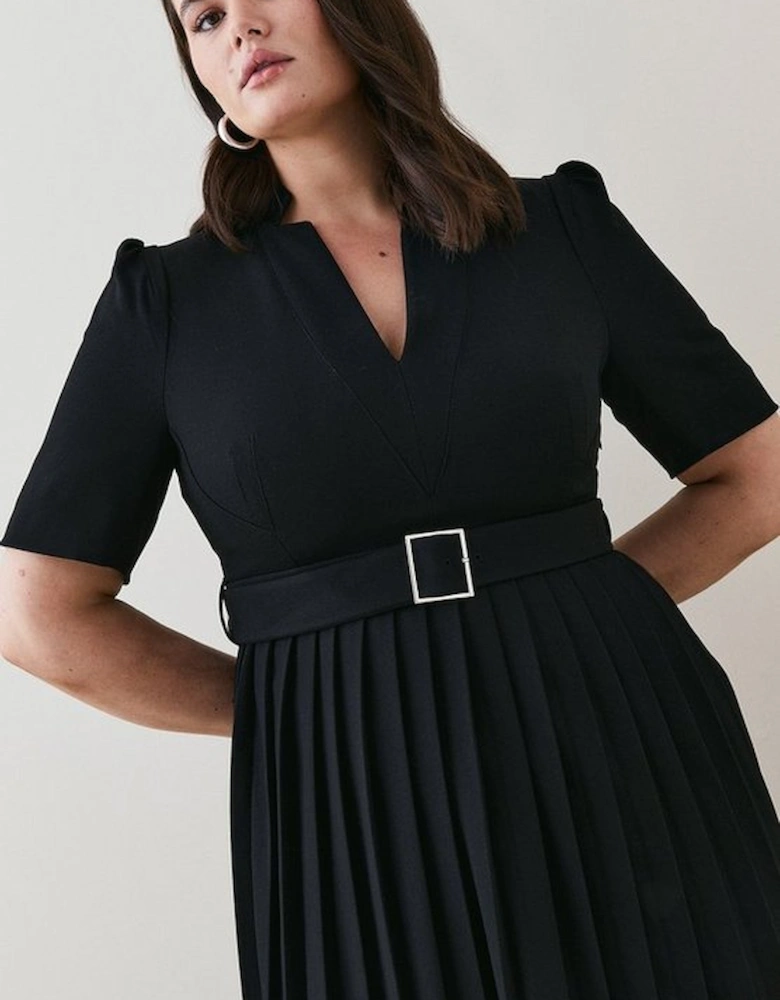 Plus Size Structured Crepe Forever Pleat Dress