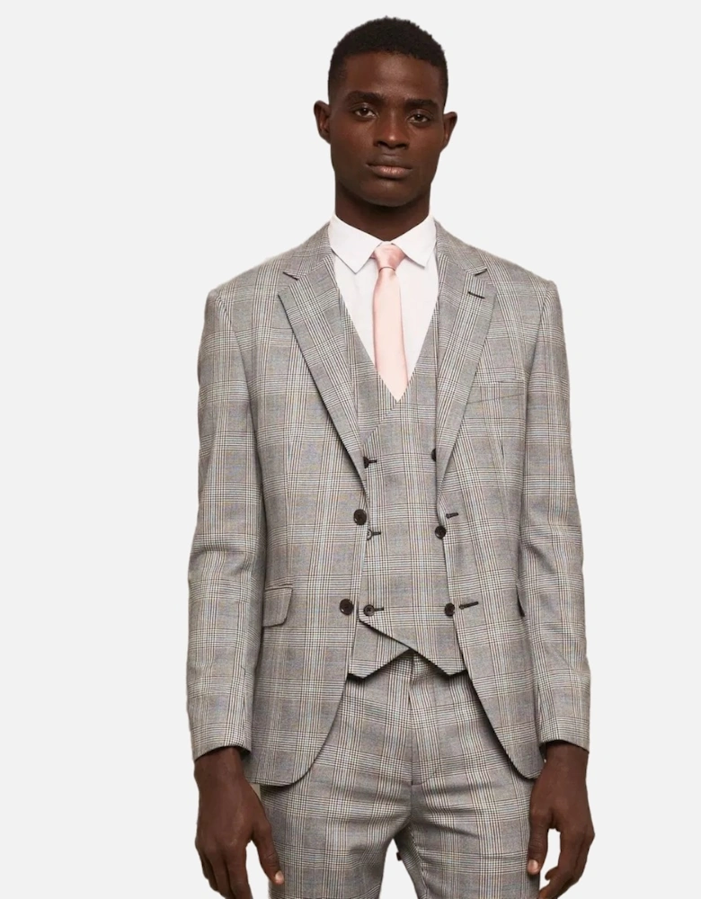 Mens Highlight Checked Skinny Suit Jacket