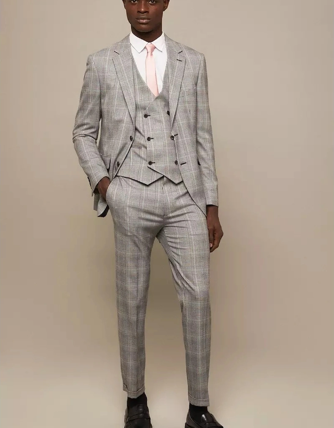 Mens Highlight Checked Slim Suit Trousers