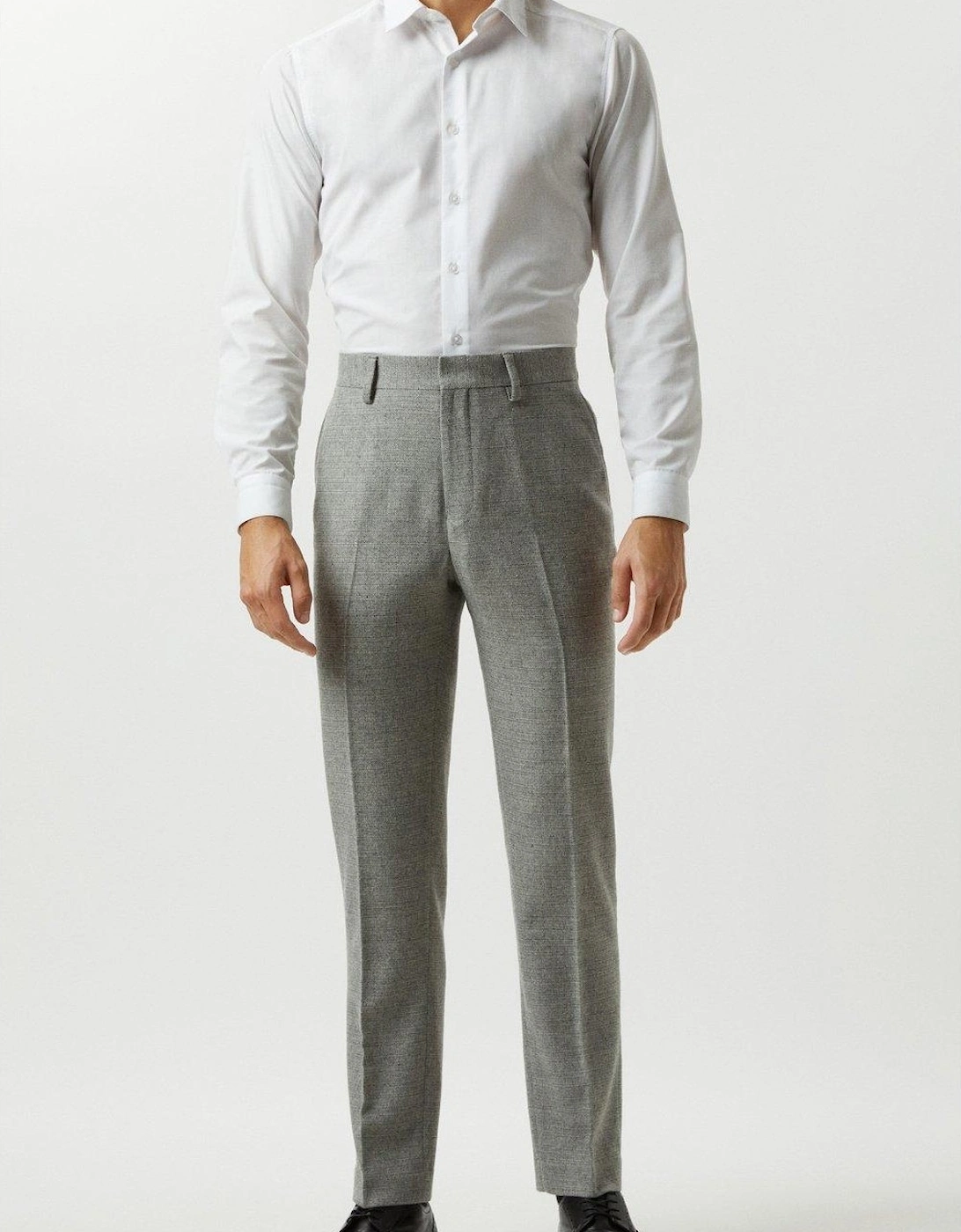 Mens Tweed Crosshatch Slim Suit Trousers