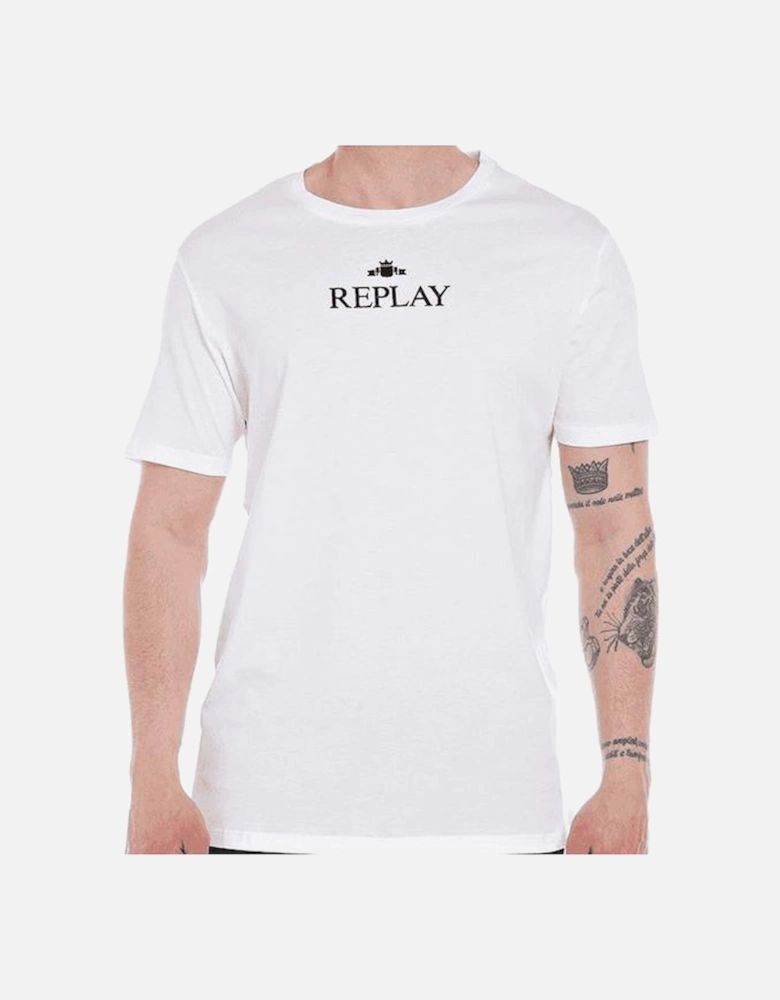 Basic Centre Logo Round Neck White T-Shirt