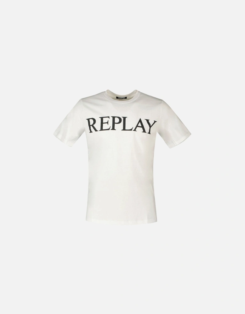 Printed Logo Round Neck White T-Shirt