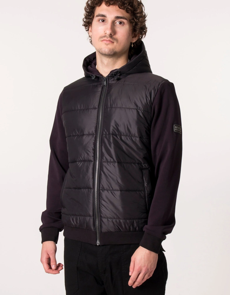 Zip Through Track Quilted Hybrid Hoodie