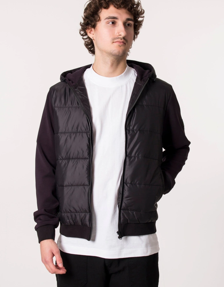 Zip Through Track Quilted Hybrid Hoodie