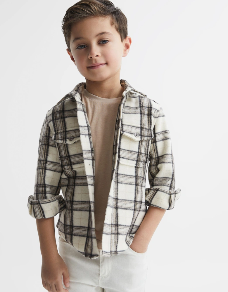 Long Sleeve Brushed Check Overshirt