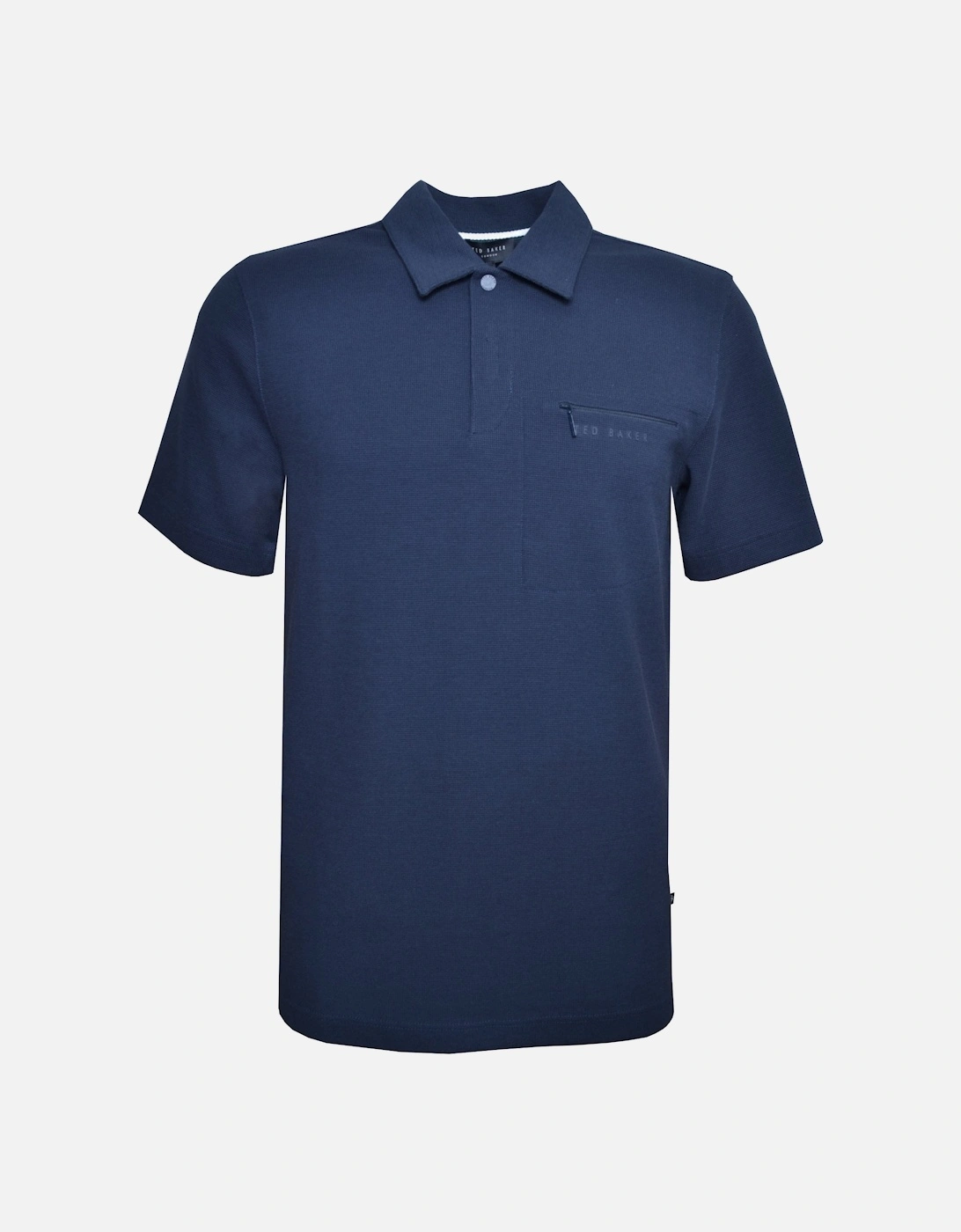 Men's Navy Wave Polo Shirt, 3 of 2