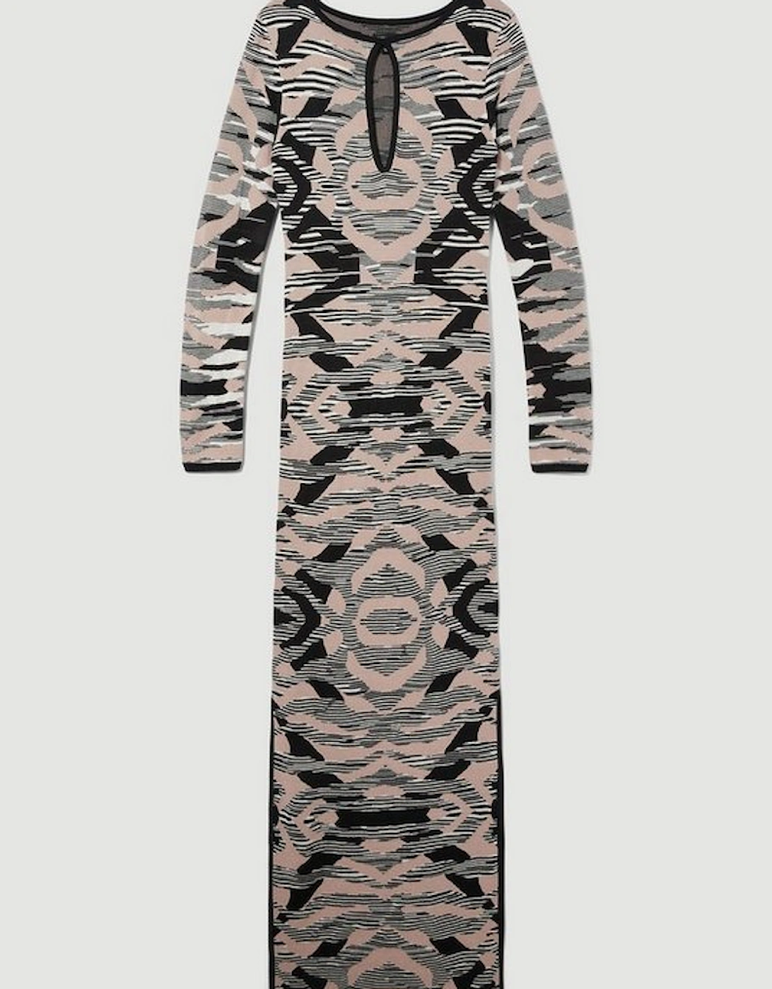 Abstract Jacquard Knitted Maxi Column Dress