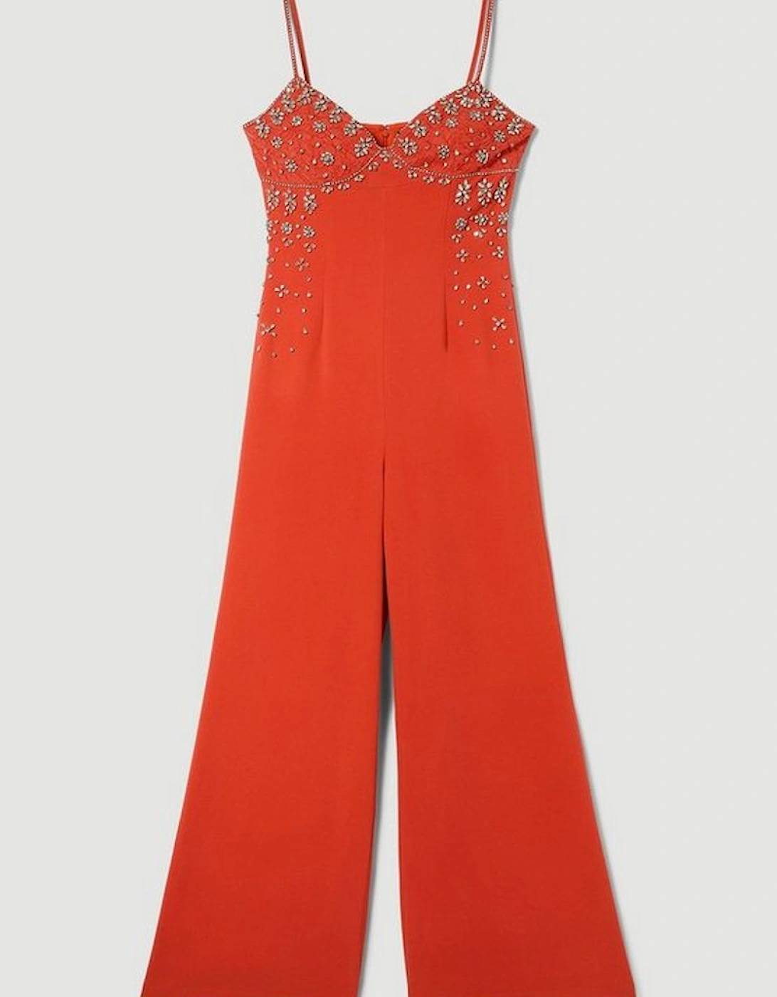Embellished Lace Mix Strappy Woven Jumpsuit