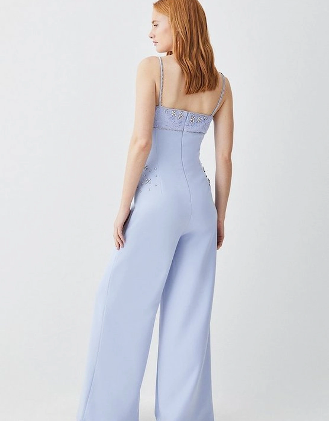 Embellished Strappy Wide Leg Woven Jumpsuit