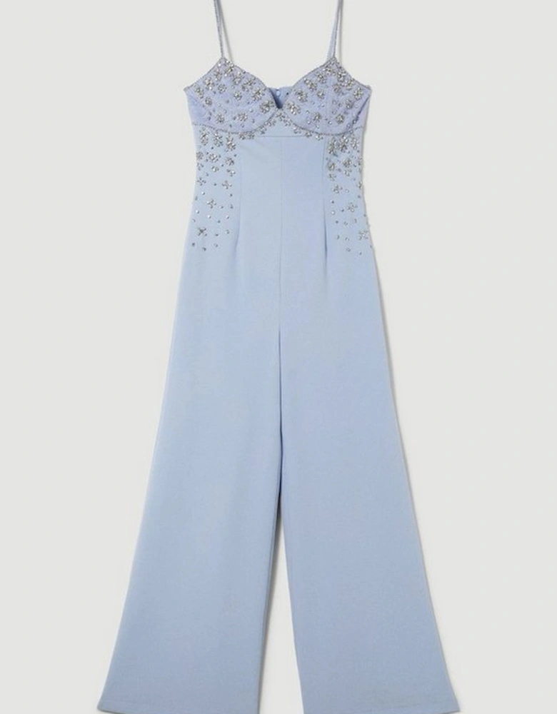 Embellished Strappy Wide Leg Woven Jumpsuit