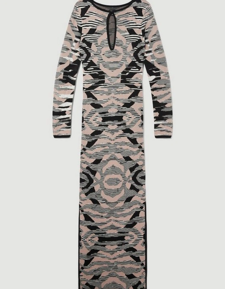 Tall Abstract Jacquard Knitted Maxi Column Dress
