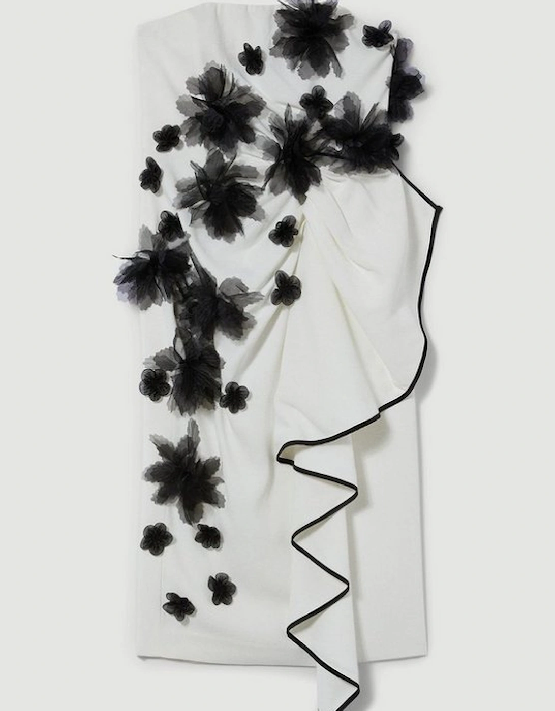 Bandeau Flower Applique Midi Dress