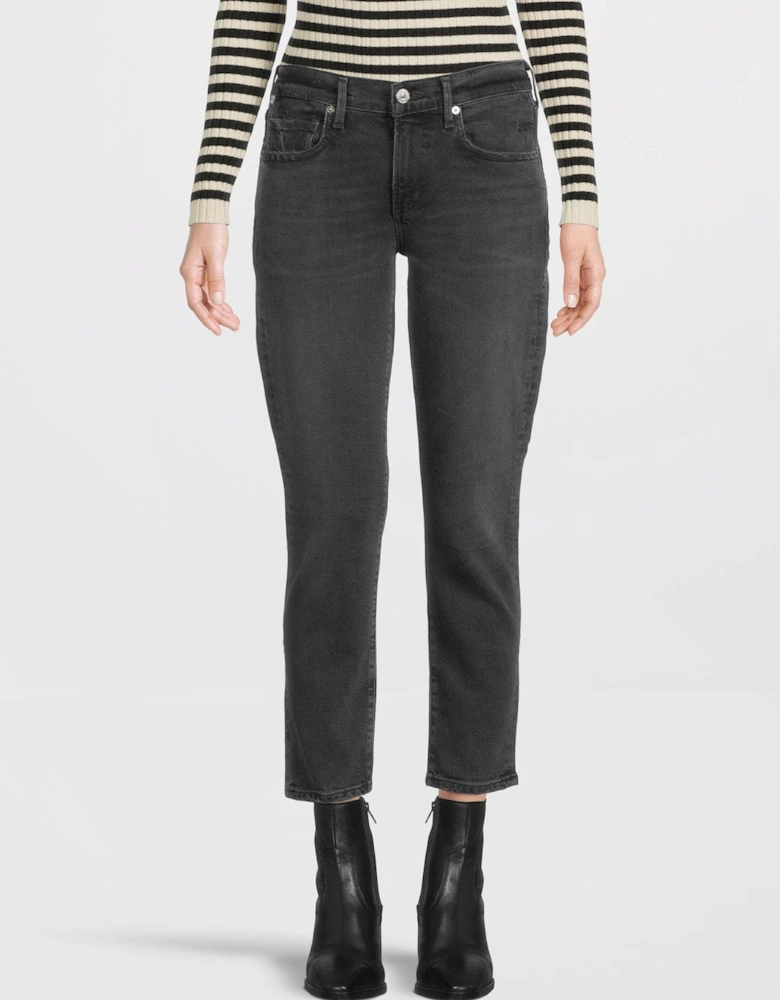 Ella Mid Rise Slim Leg Crop Jeans - Black
