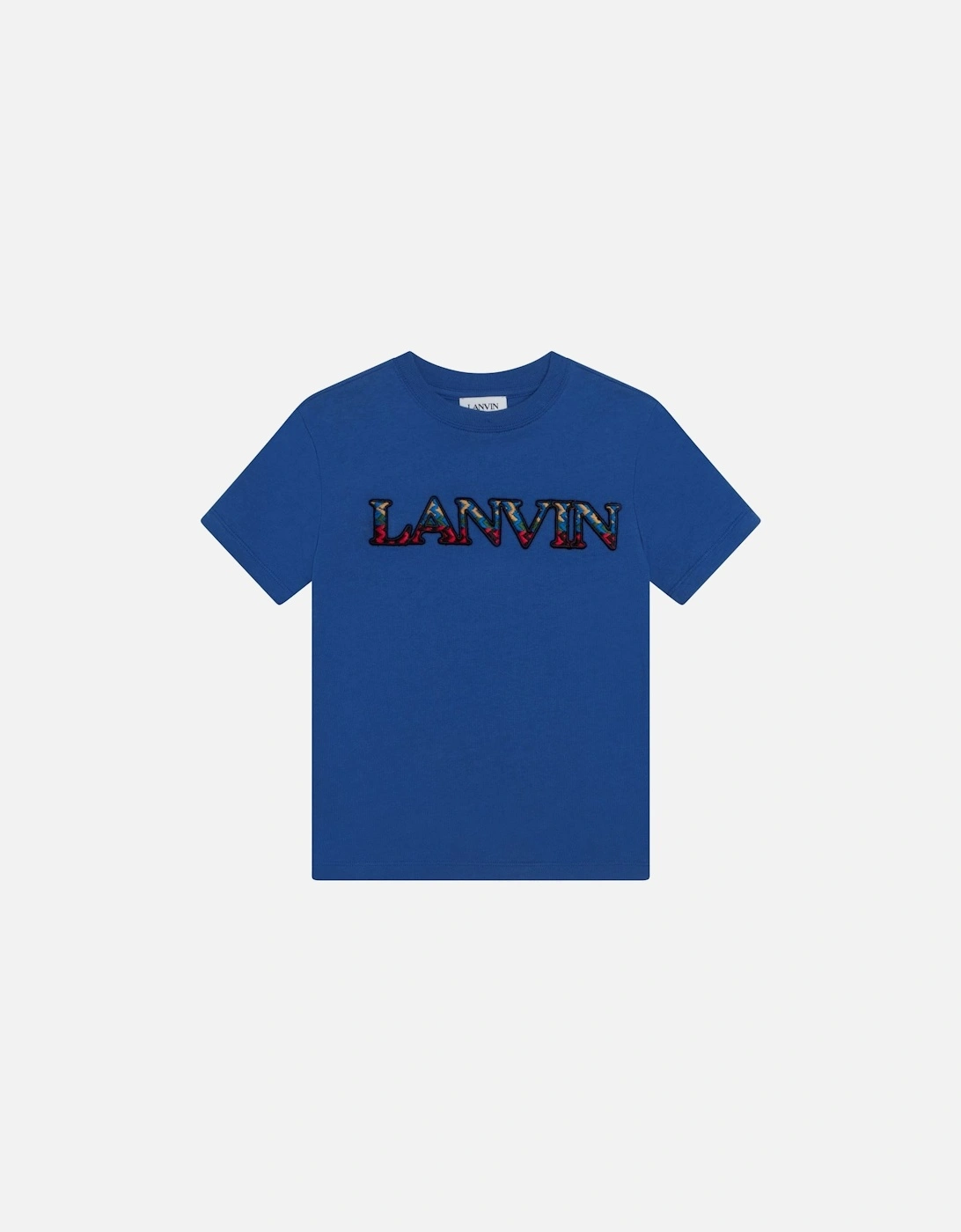 Boys Camo Print Logo T Shirt Blue, 5 of 4