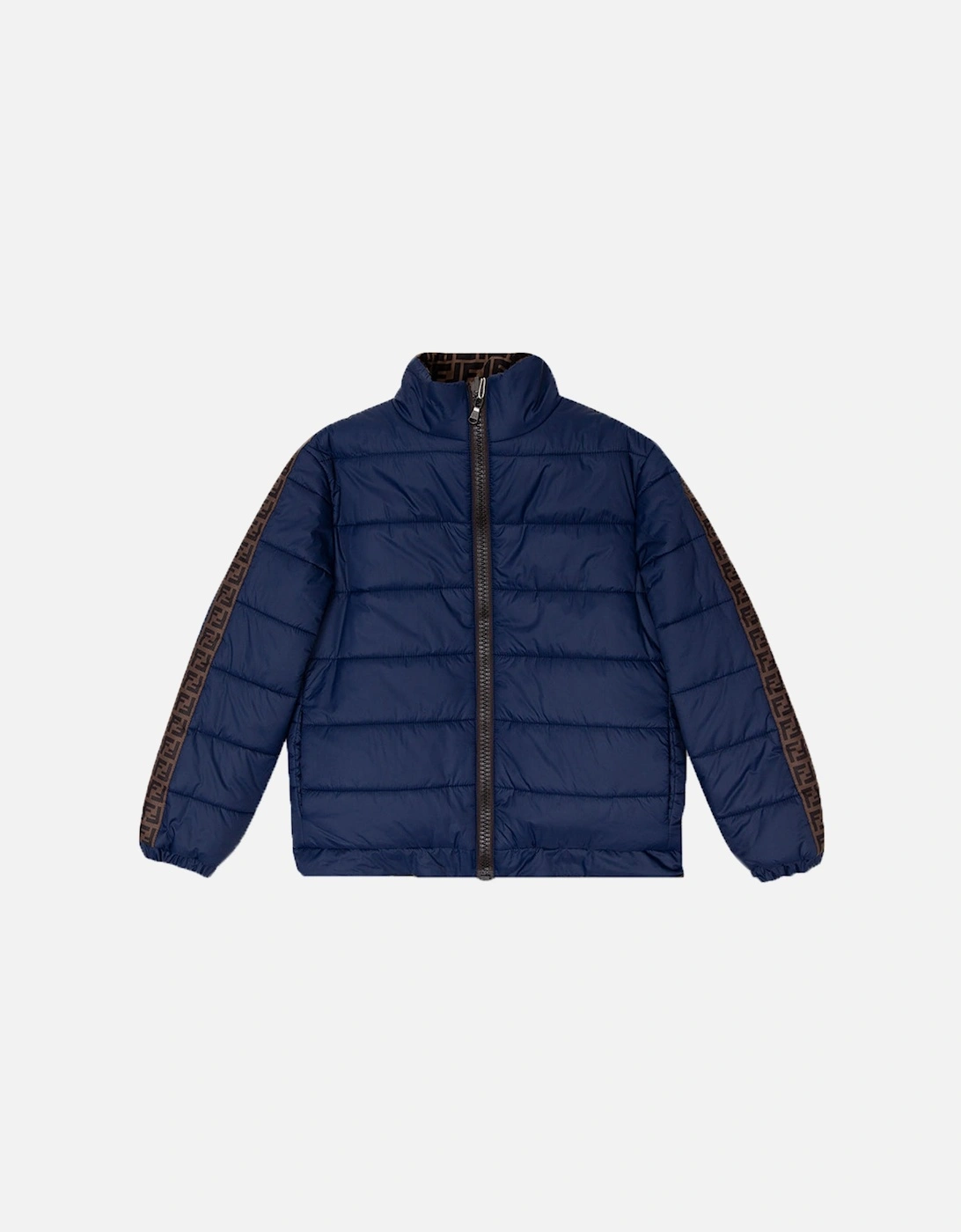 Boys Reversible FF Logo Padded Jacket Blue Brown, 2 of 1