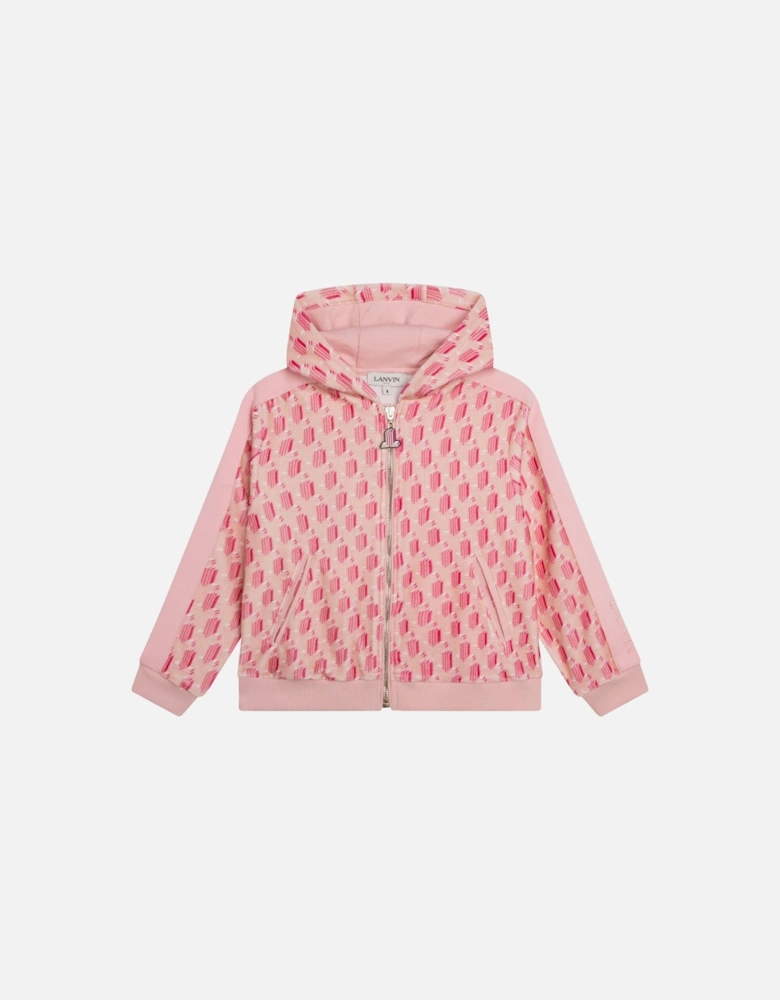 Girls Logo Zip Up Sweater Pink