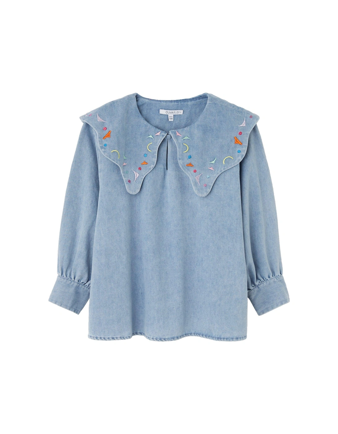 Kids Bryony Denim Embroidered Blouse - Blue, 3 of 2