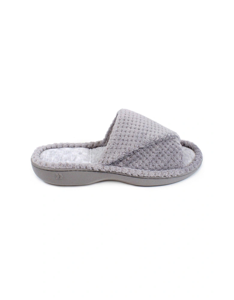 Isotoner Popcorn Turnover Open Toe 360 Comfort Slider - Pale Grey