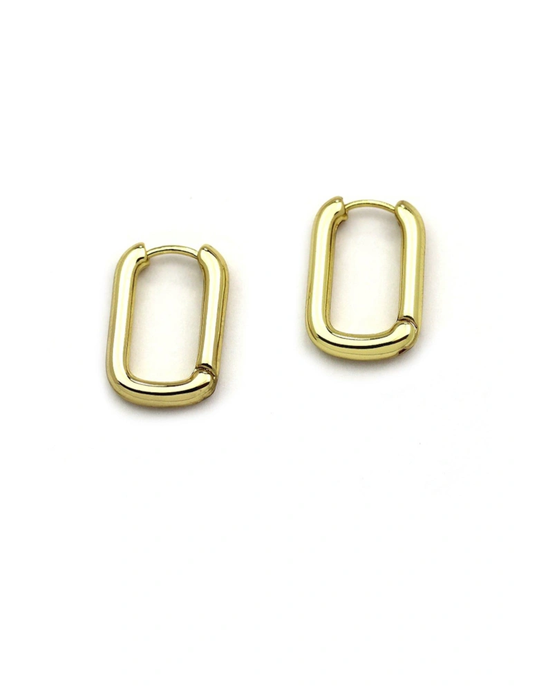 Rectangle polished gold hoop 15mm by 20mm.