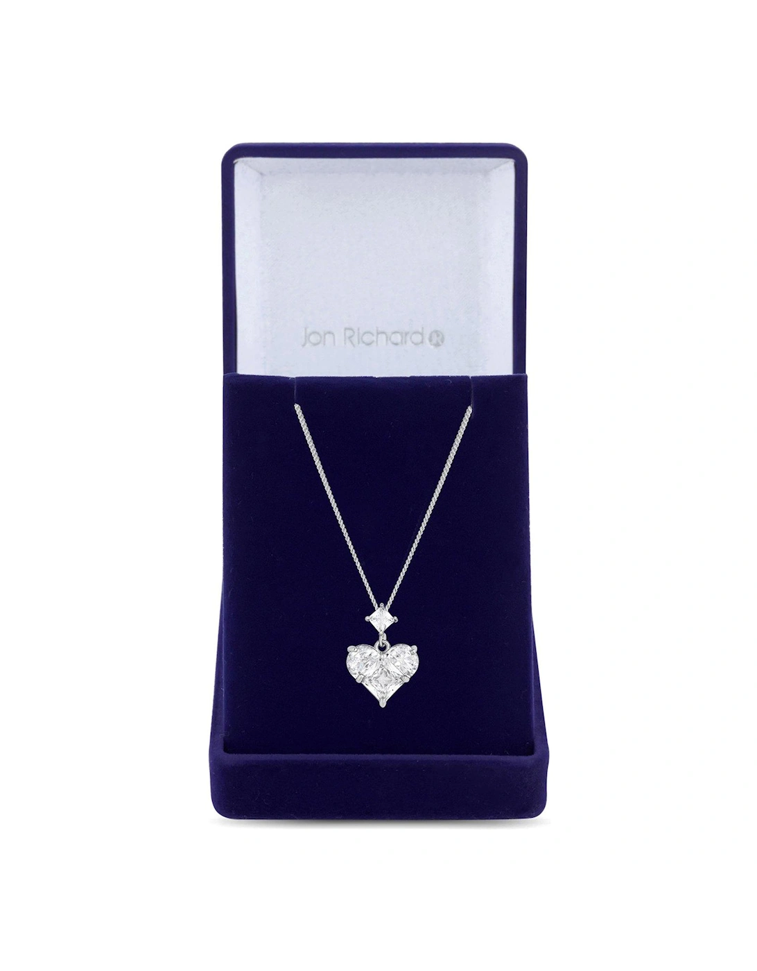 Rhodium Plated Cubic Zirconia Mixed Stone Heart Pendant Necklace - Gift Boxed, 3 of 2