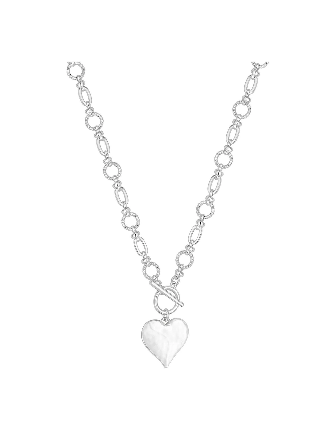 Silver Molten Heart Ball Chain Long Pendant Necklace, 2 of 1