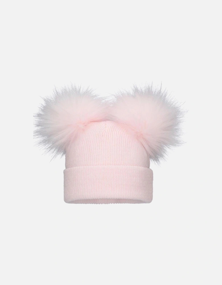 Pink Double Pom Baby Hat