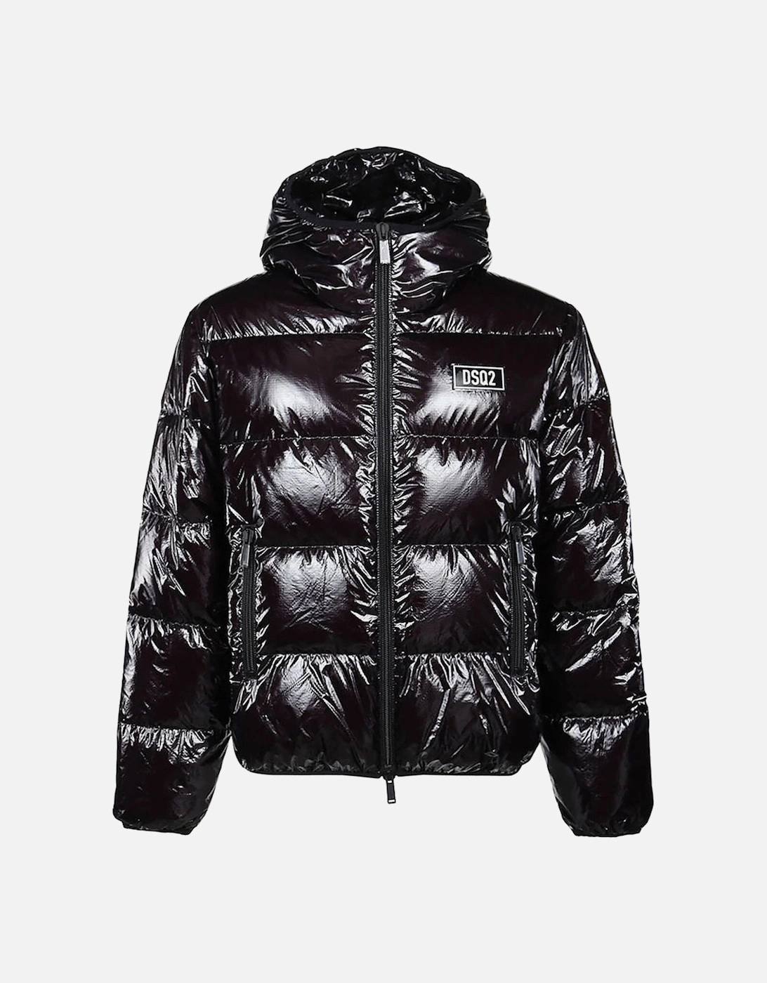 Mens Hooded Puffer Jacket Black, 2 of 1