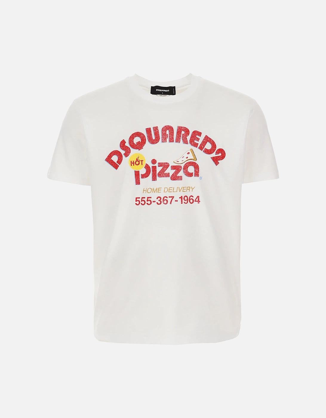 Mens Pizza T-shirt White, 4 of 3