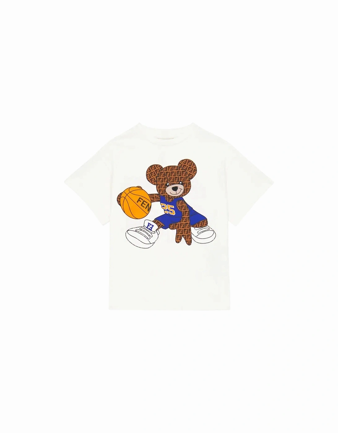 Kids Unisex Basketball Teddy T-shirt White, 2 of 1