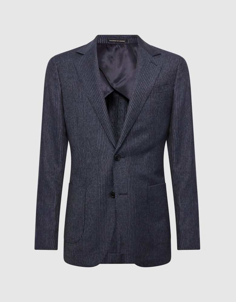Single Breasted Prince of Wales Check Blazer
