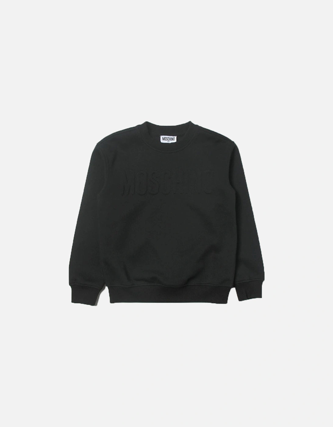 Unisex Kids Embossed Logo Sweater Black, 3 of 2