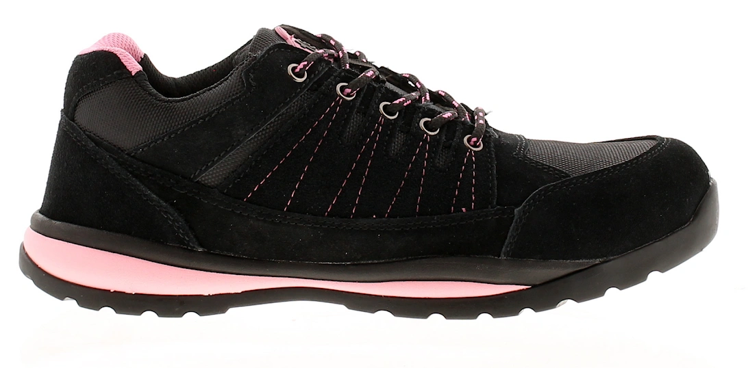 Womens Safety Shoes Trainers Force Suede Leather Lace Up black UK Size