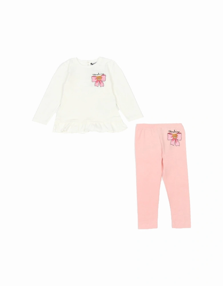 Baby Girls Teddy Bear T-shirt And Leggings White