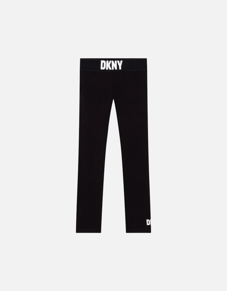 Girls Waist Band Logo Track Bottoms Black