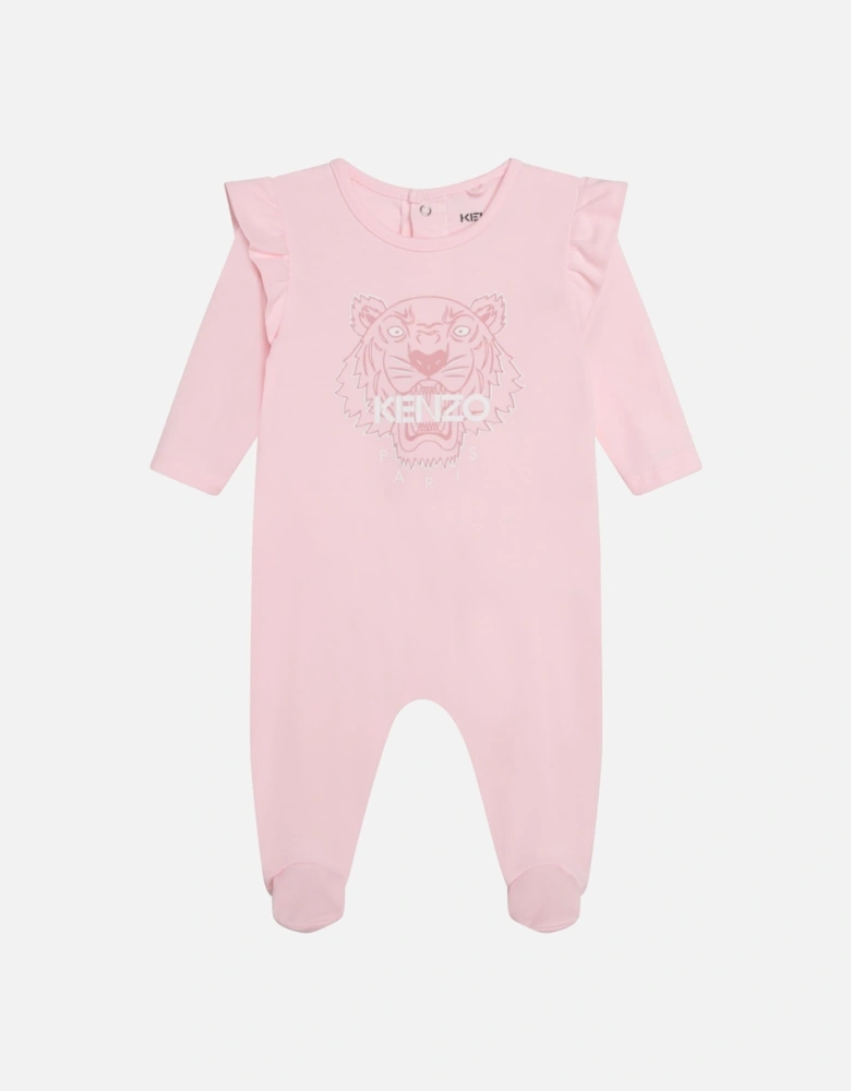 Baby Girls Tiger Logo Sleepsuit Pink