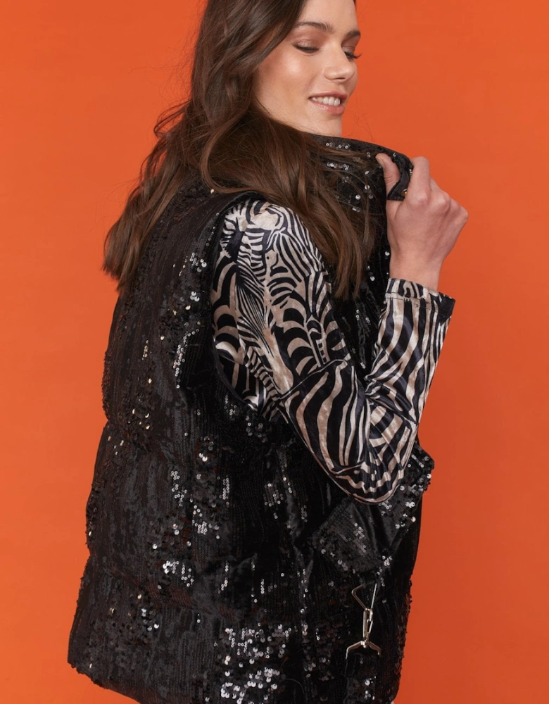 Black Velvet Sequin Gilet