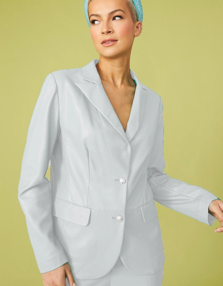 Faux leather Kate Blazer in White