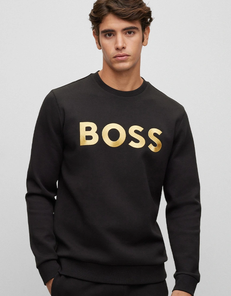 Men's Cotton Blend Relaxed-Fit Sweatshirt with Contrast Logo