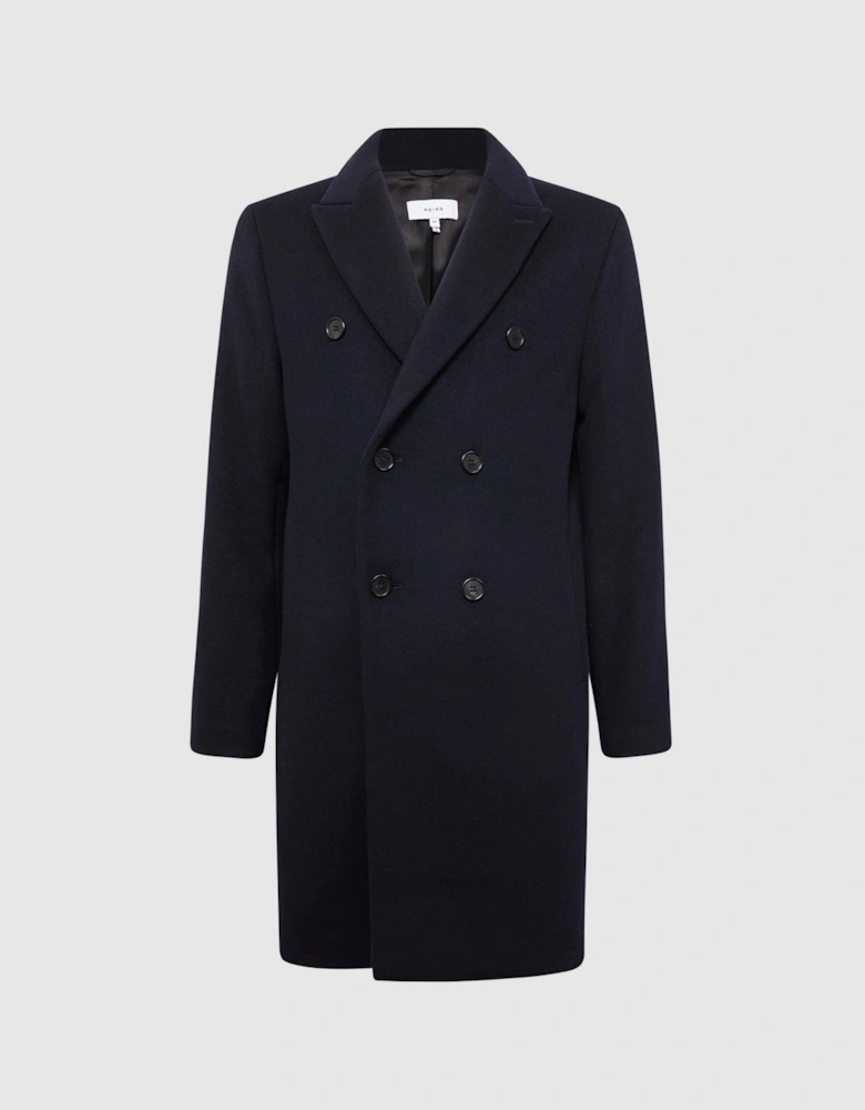 Double Breasted Wool Blend Overcoat