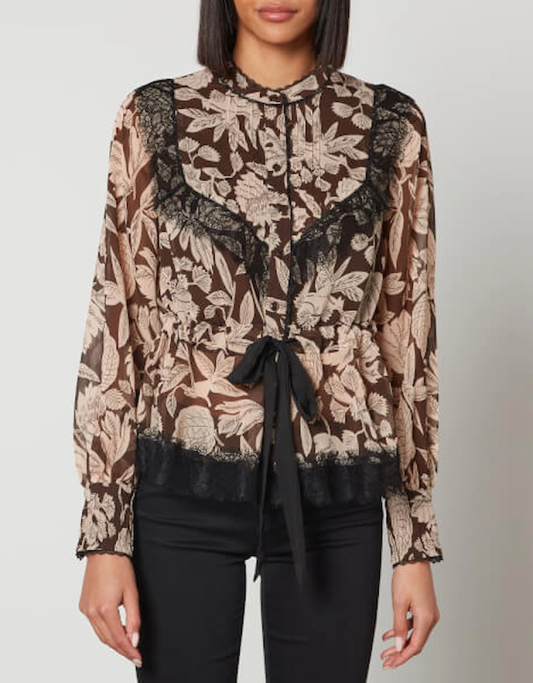 Alness Lace-Trimmed Chiffon Blouse, 2 of 1