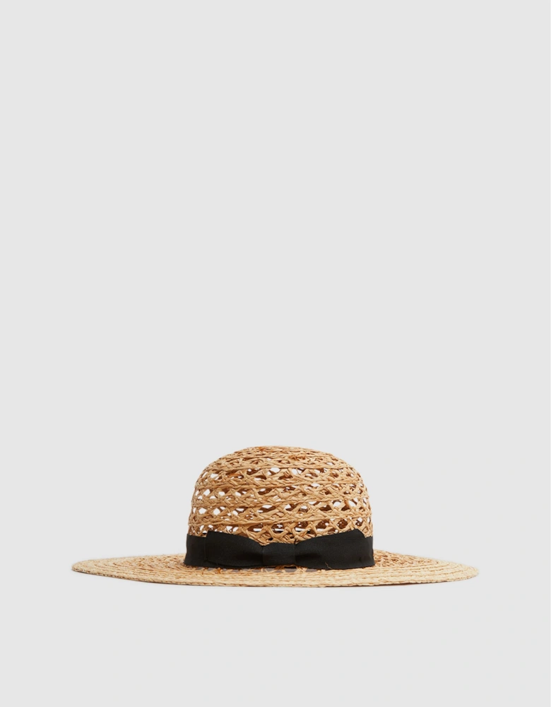 Crochet Raffia Wide Brim Hat