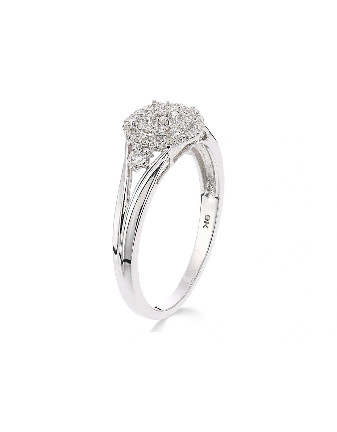 9ct white gold 18 point diamond cluster ring