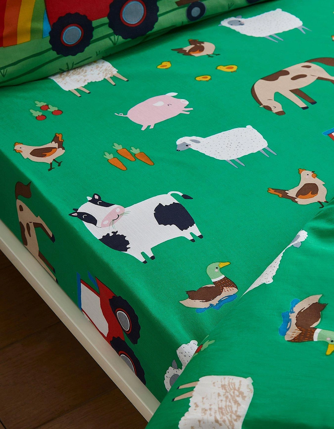 Farmyard Animals Fitted Sheet - Green, 3 of 2