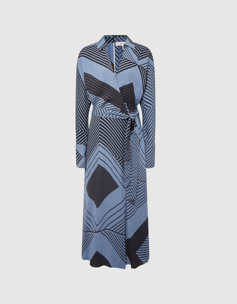 Printed Spliced Midi Dress