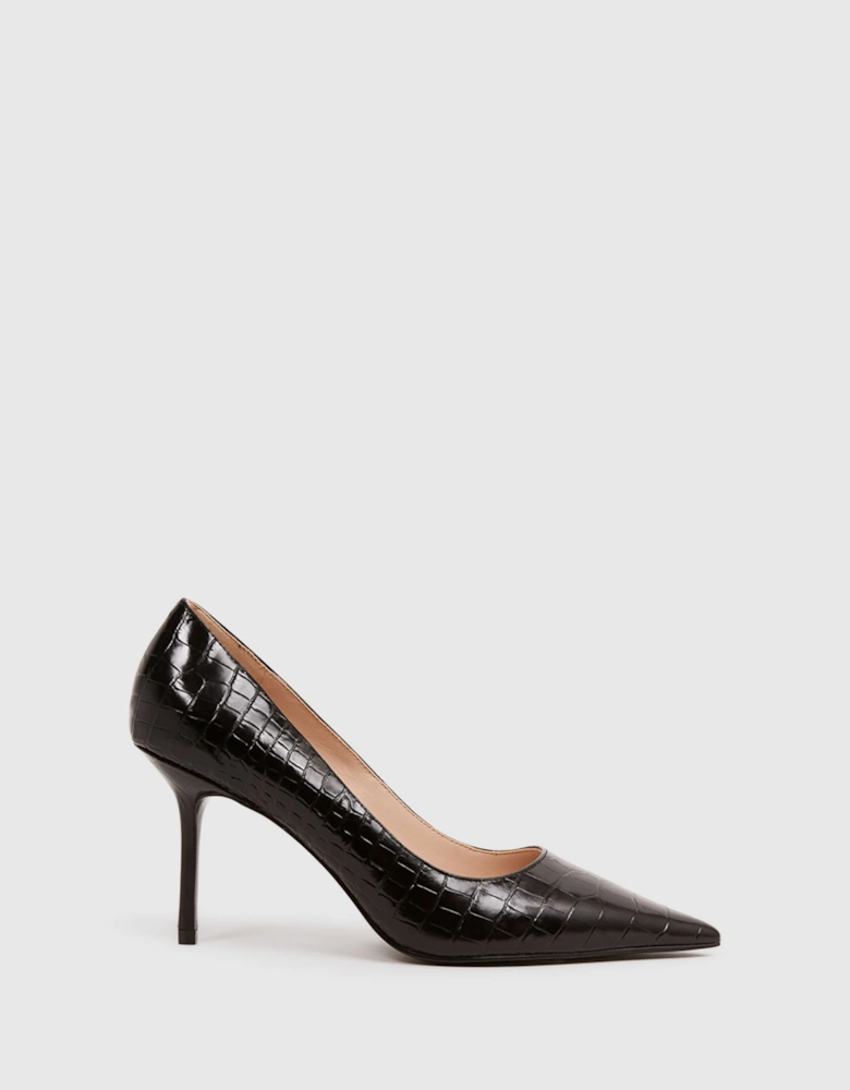 Mid Heel Leather Court Shoes