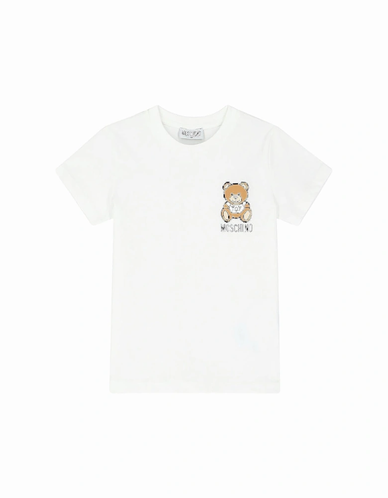 Kid-Teen Pixelated Teddy Bear T-shirt White