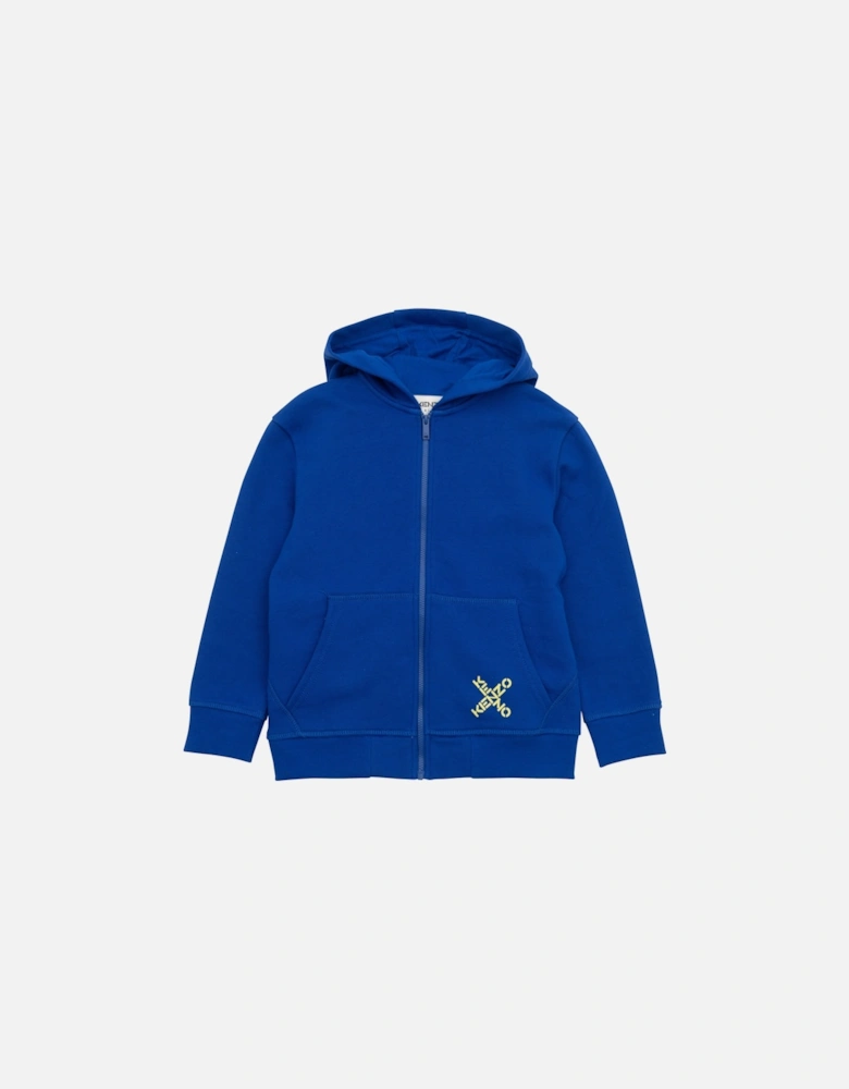 Boys Across Logo Zip Up Hoodie Blue