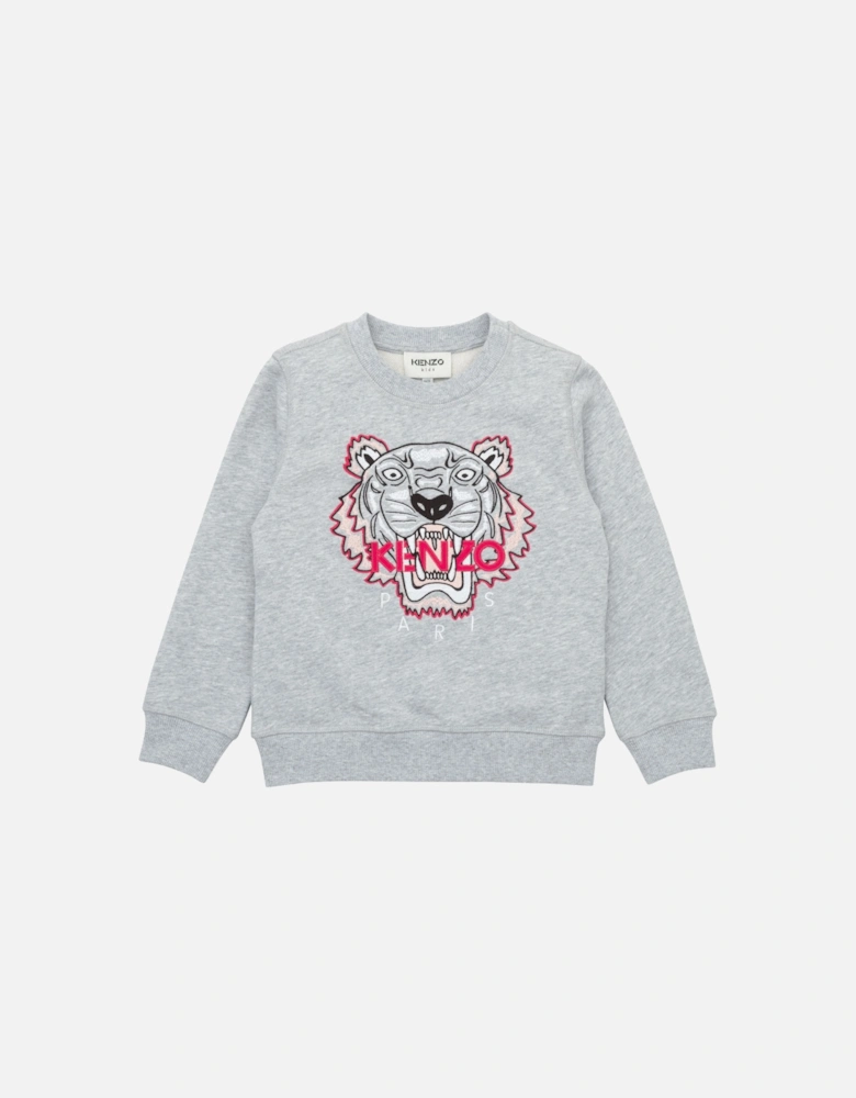 Girls Tiger Logo Sweater Grey