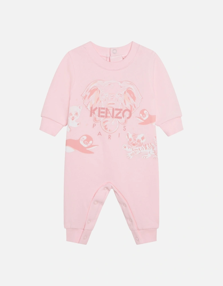 Baby Girls Elephant Logo Romper Pink