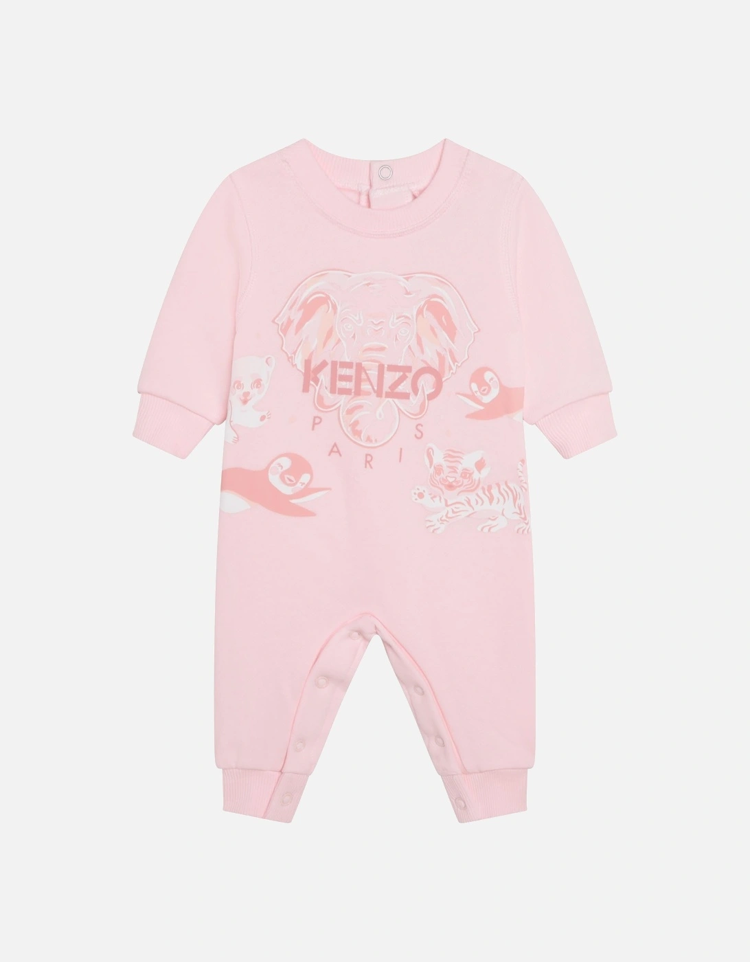 Baby Girls Elephant Logo Romper Pink, 2 of 1